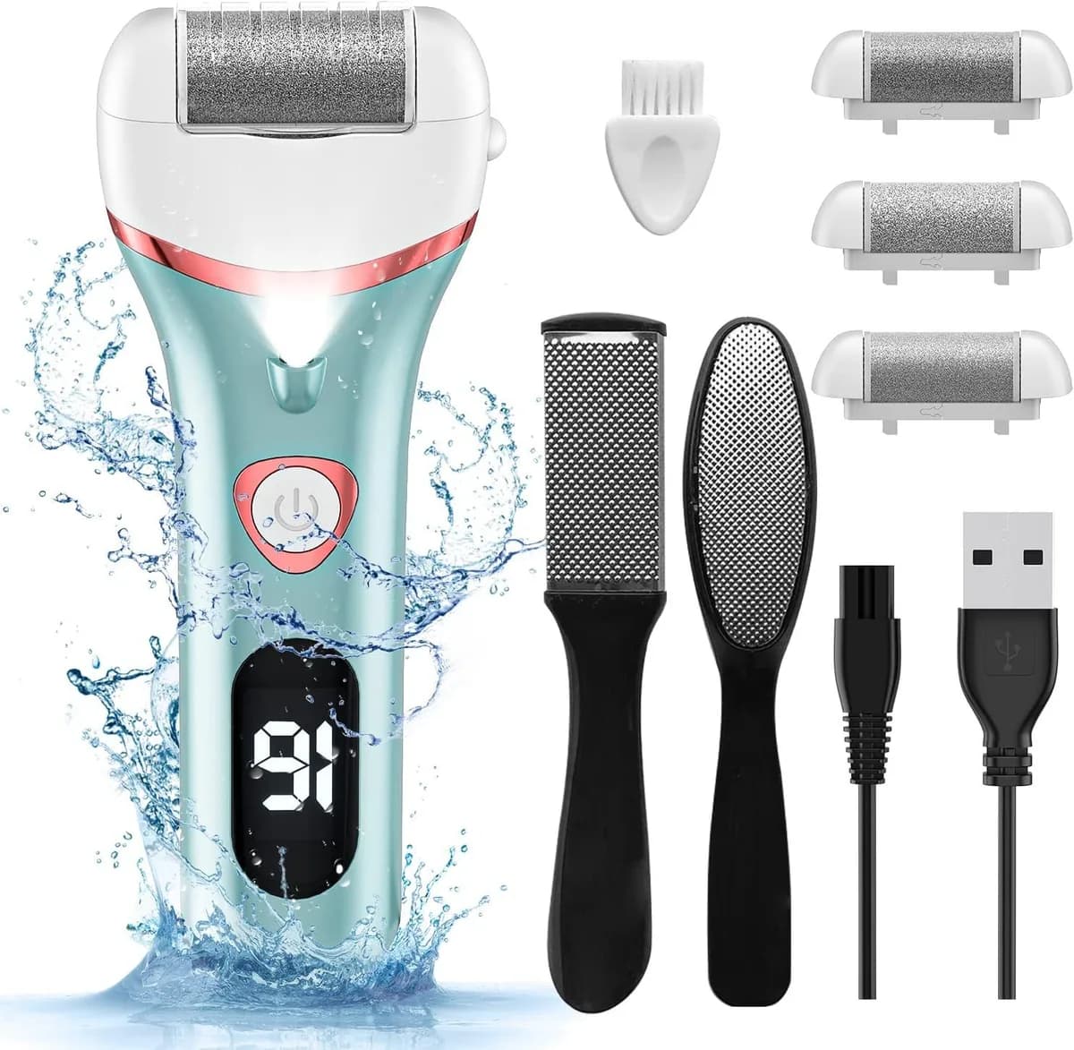 blue electric foot callus remover pedicure kit