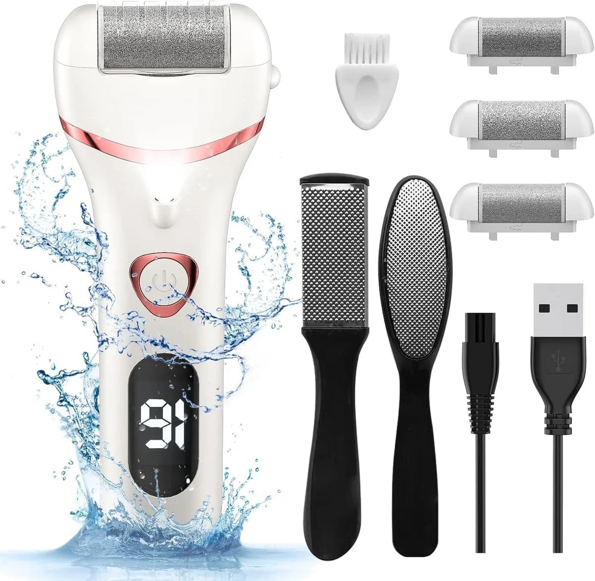 white electric foot callus remover pedicure kit