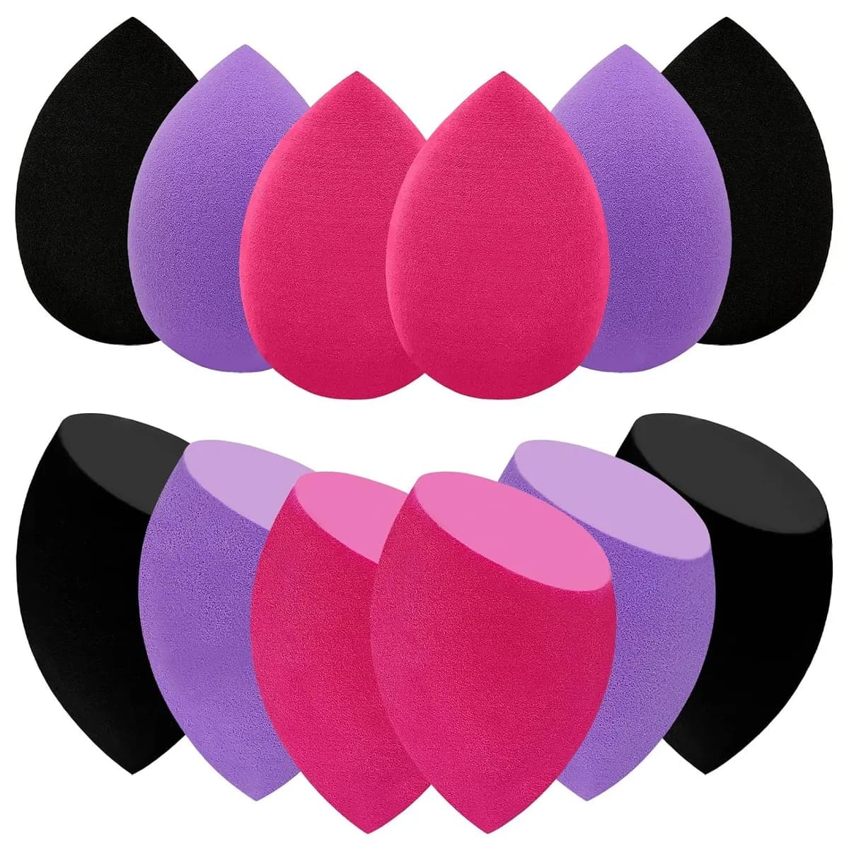 makeup sponge set in black, red and purple