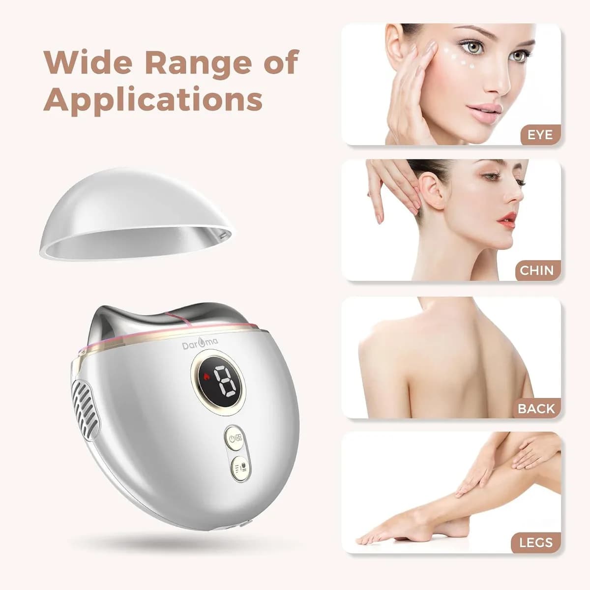 electric gua sha used on eyes, chin, back and legs