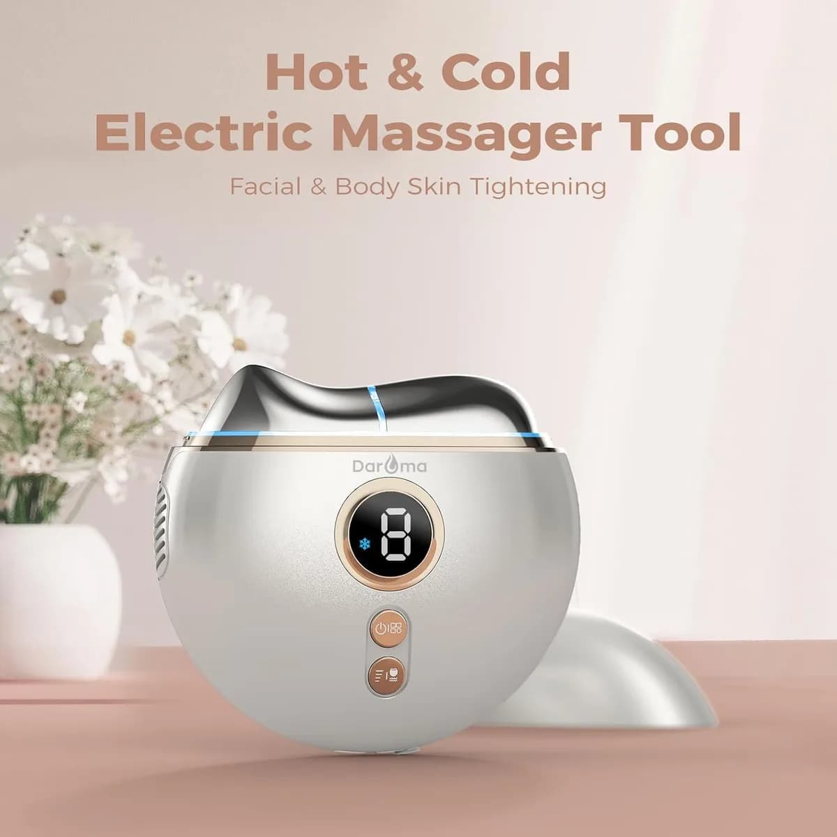 hot and cold electric gua sha massager on a vanity