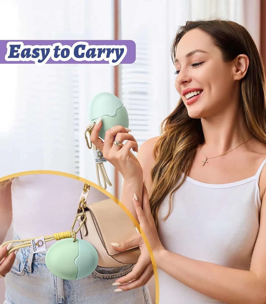 woman carrying a pocket-sized sunscreen applicator roller