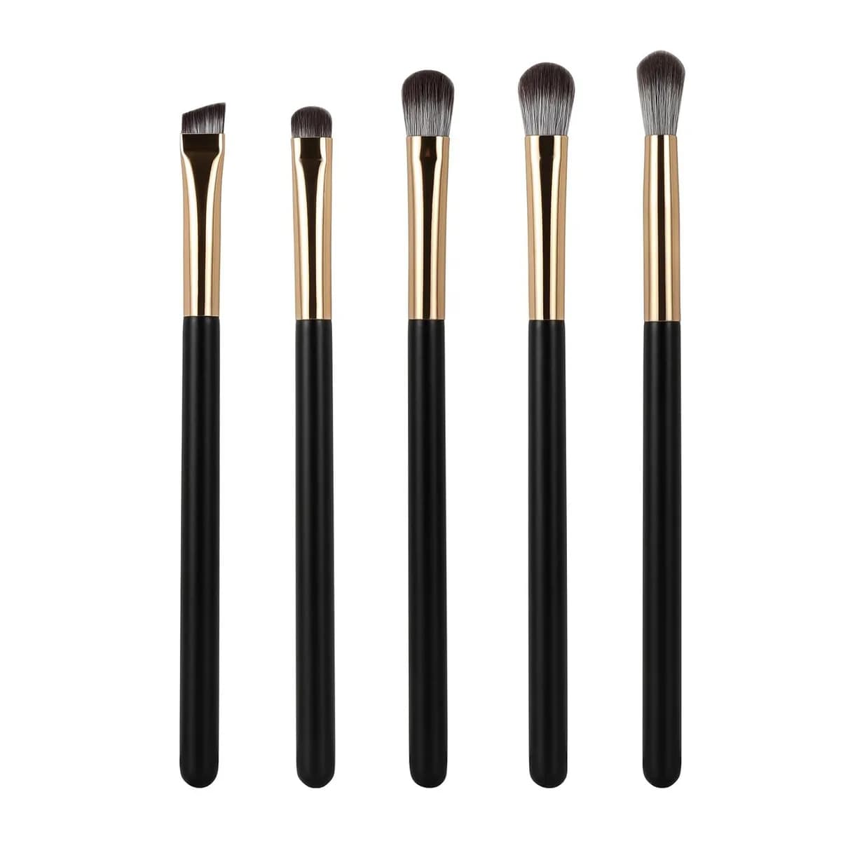 5-piece eye makeup brush set with black handles