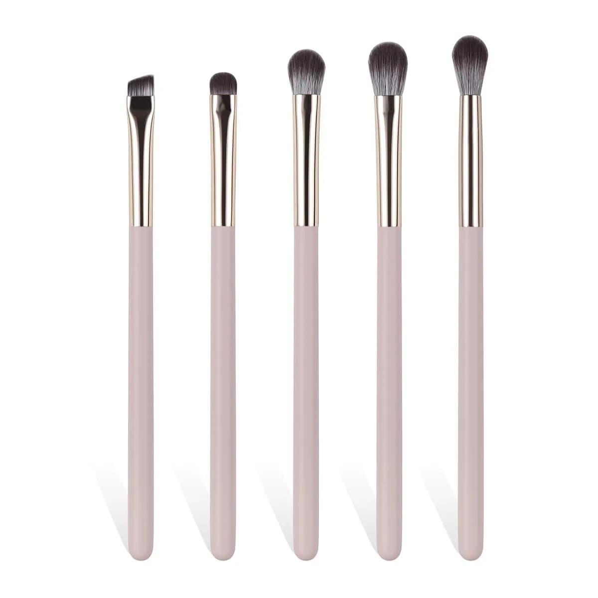 5-piece eye makeup brush set with pink handles