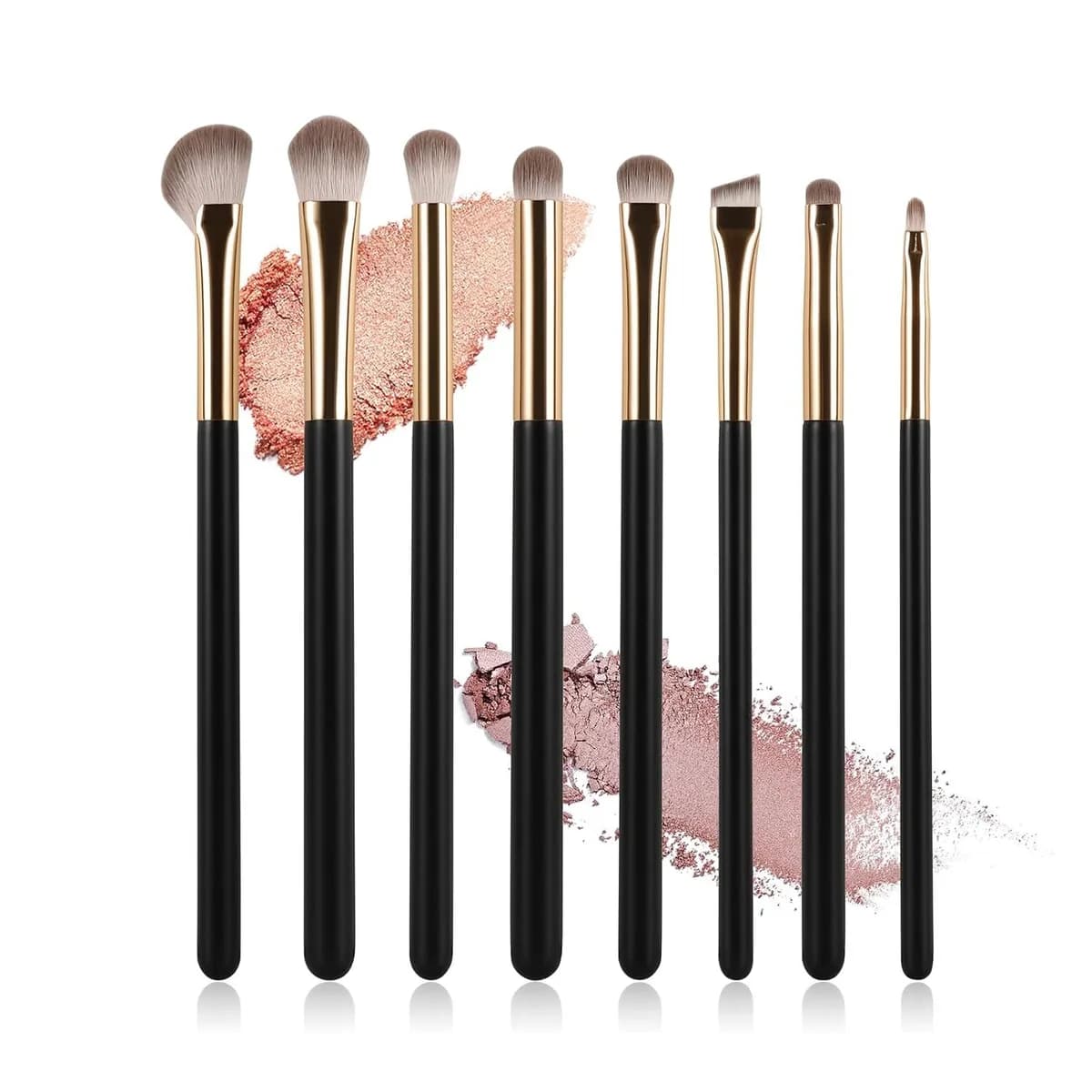 8-piece eyeshadow brush set with black wooden handles