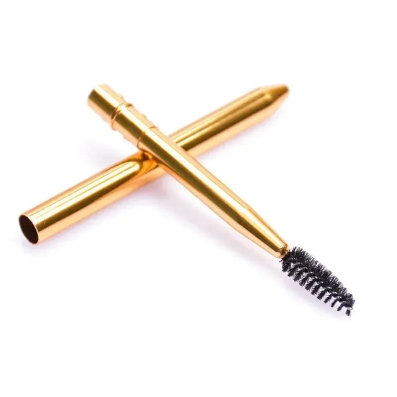 gold reusable lash and brow spoolie with its cap