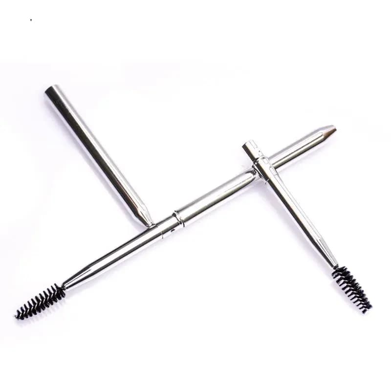 silver reusable lash and brow spoolie with its cap