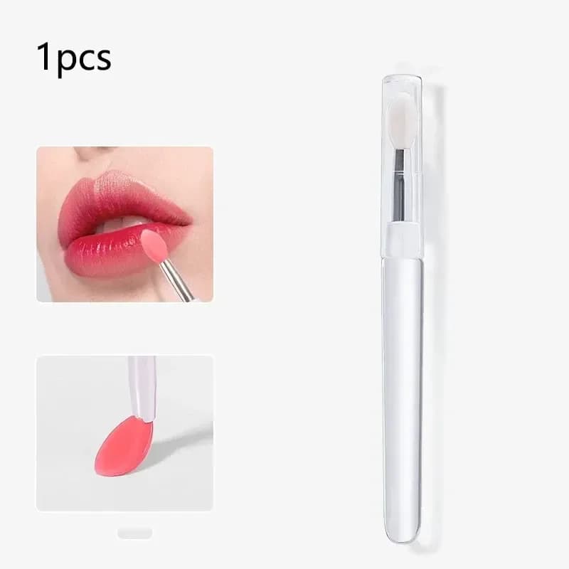 reusable silicone lip brush with white tip and clear cap