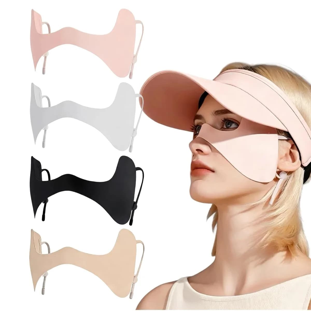 UPF 50+ sun face mask 8 pack in pink, white, black and nude