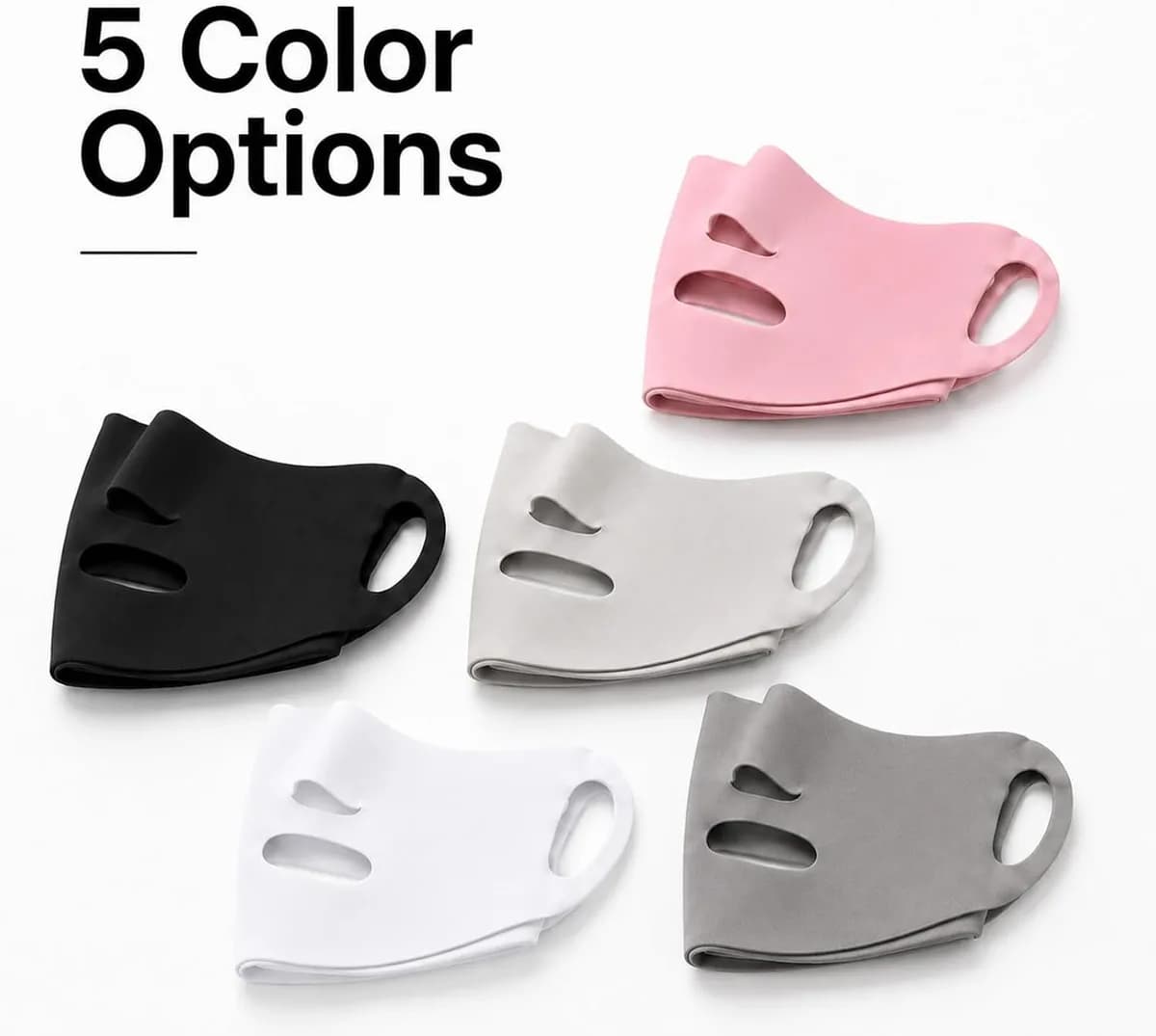 UPF 50+ ice silk UV face mask in pink, black, white and two grays