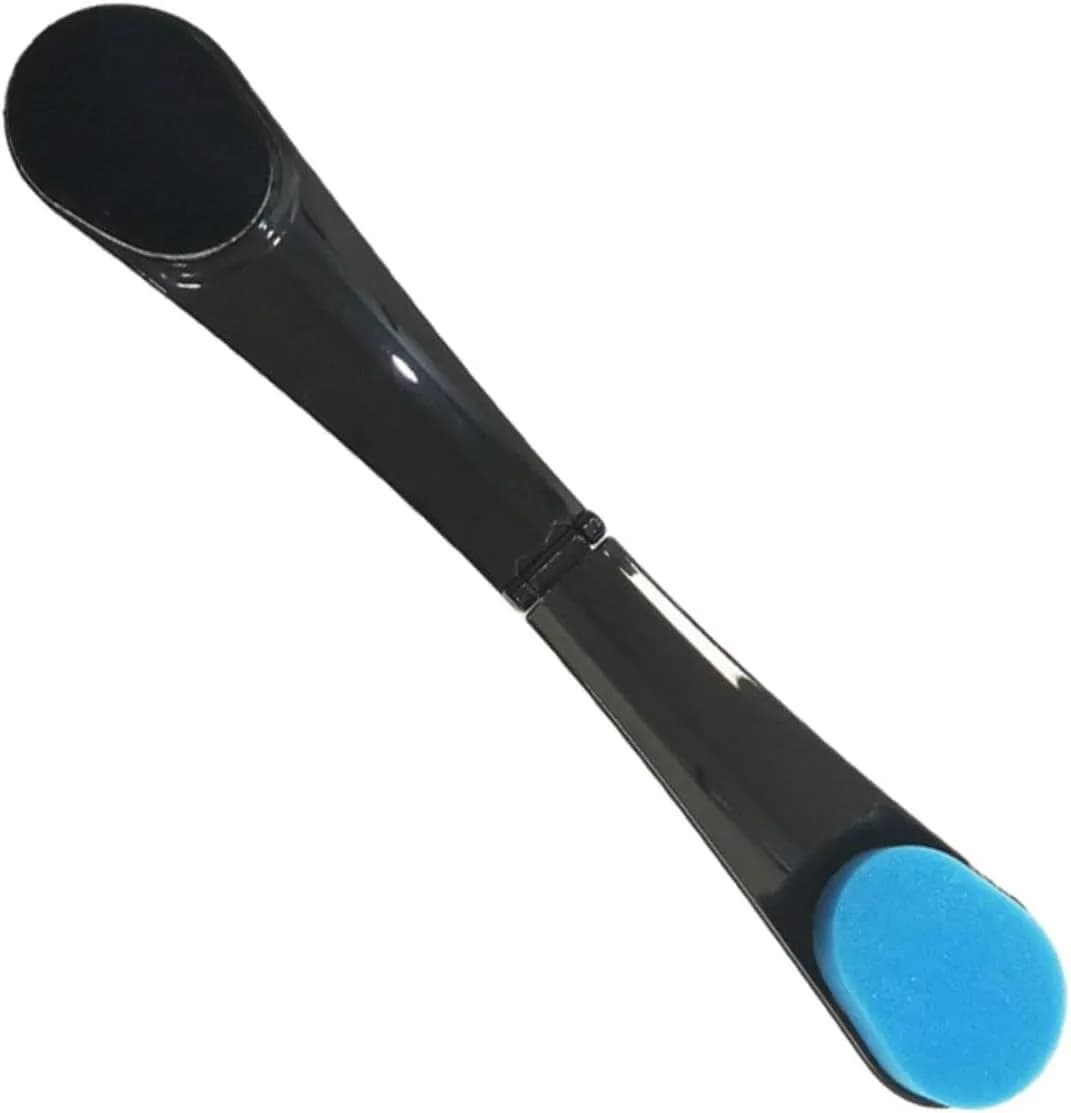 folding self tanner and sunscreen back applicator with blue sponge pad